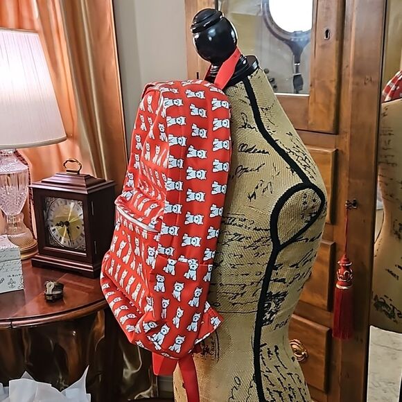 Marc Tetro Red Westie Graphic Mini Backpack Front Zip Pocket main image 13